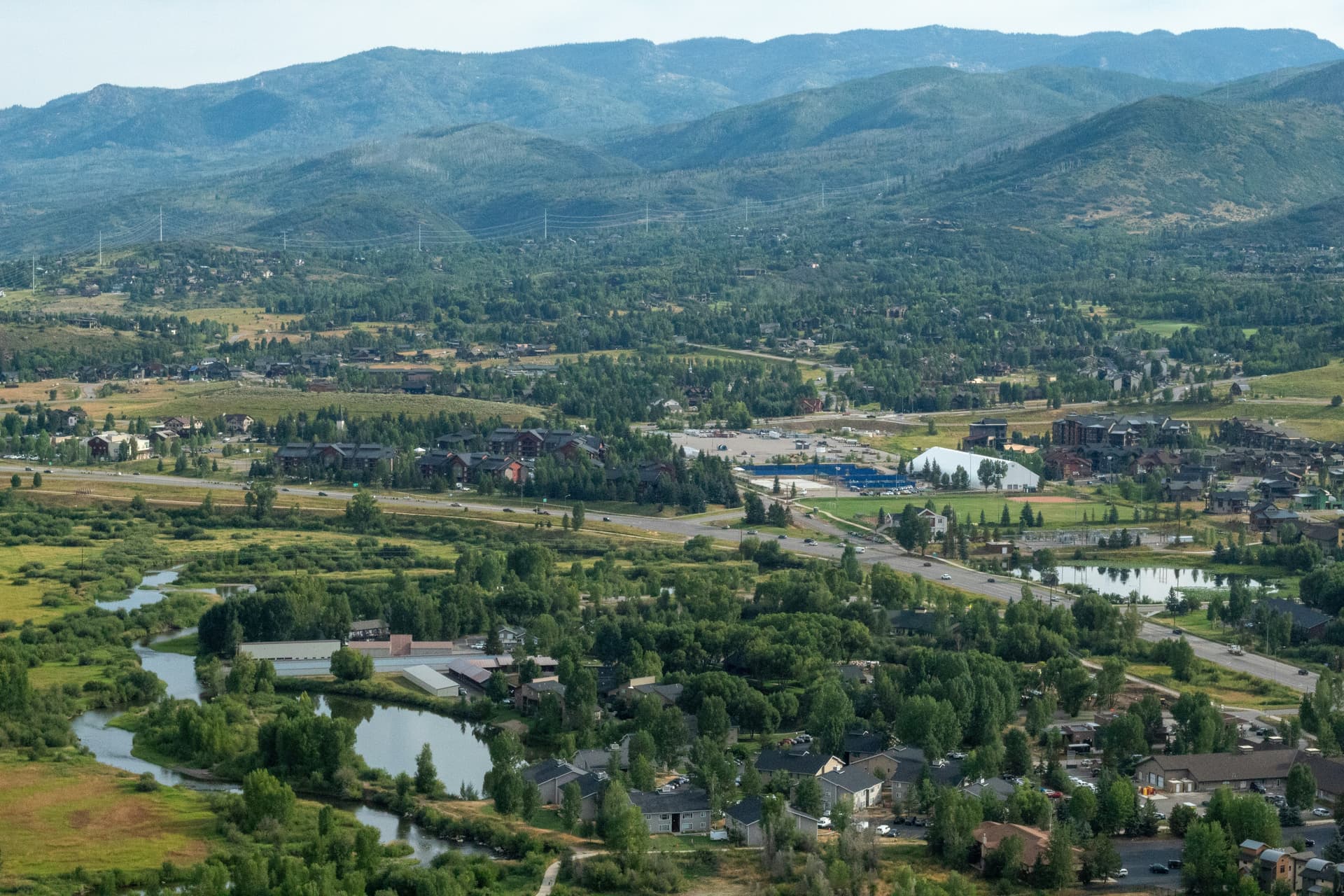 Aerial view of Steamboat Springs neighborhoods and the Yampa Valley