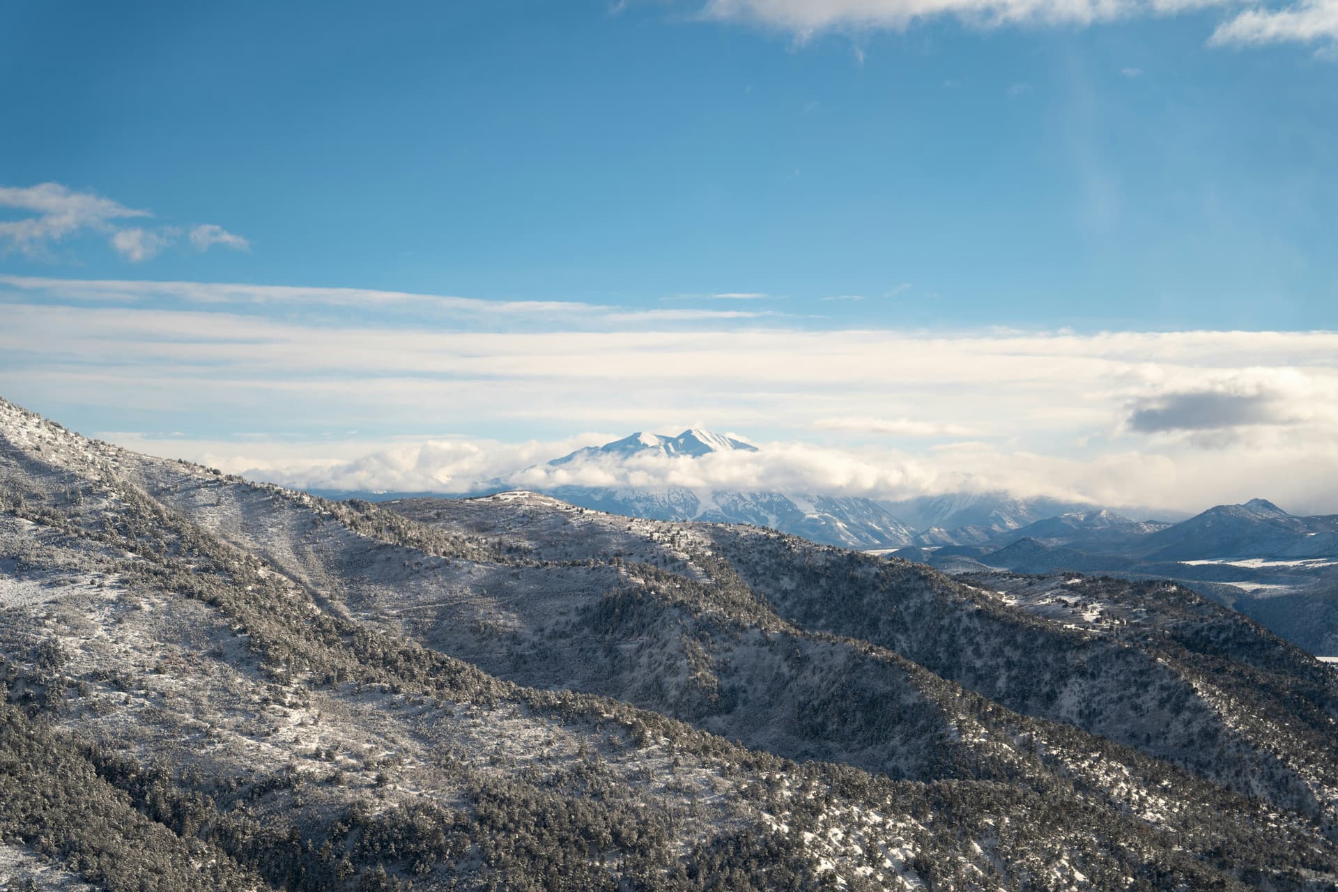 Mount Sopris rising above the snowy Roaring Fork Valley