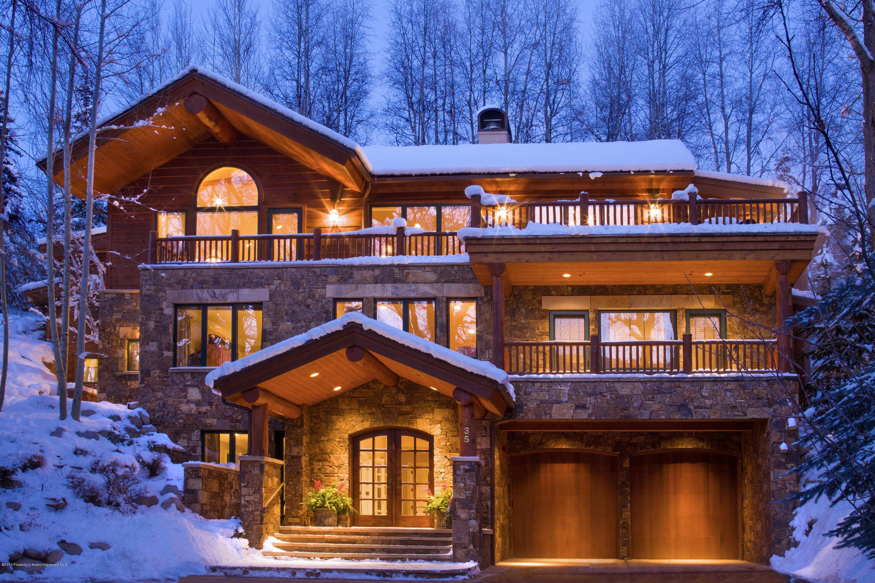 Luxury mountain home in winter