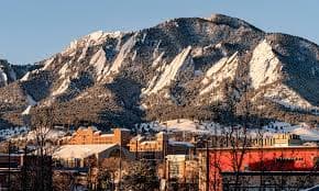 Boulder Flatirons in winter